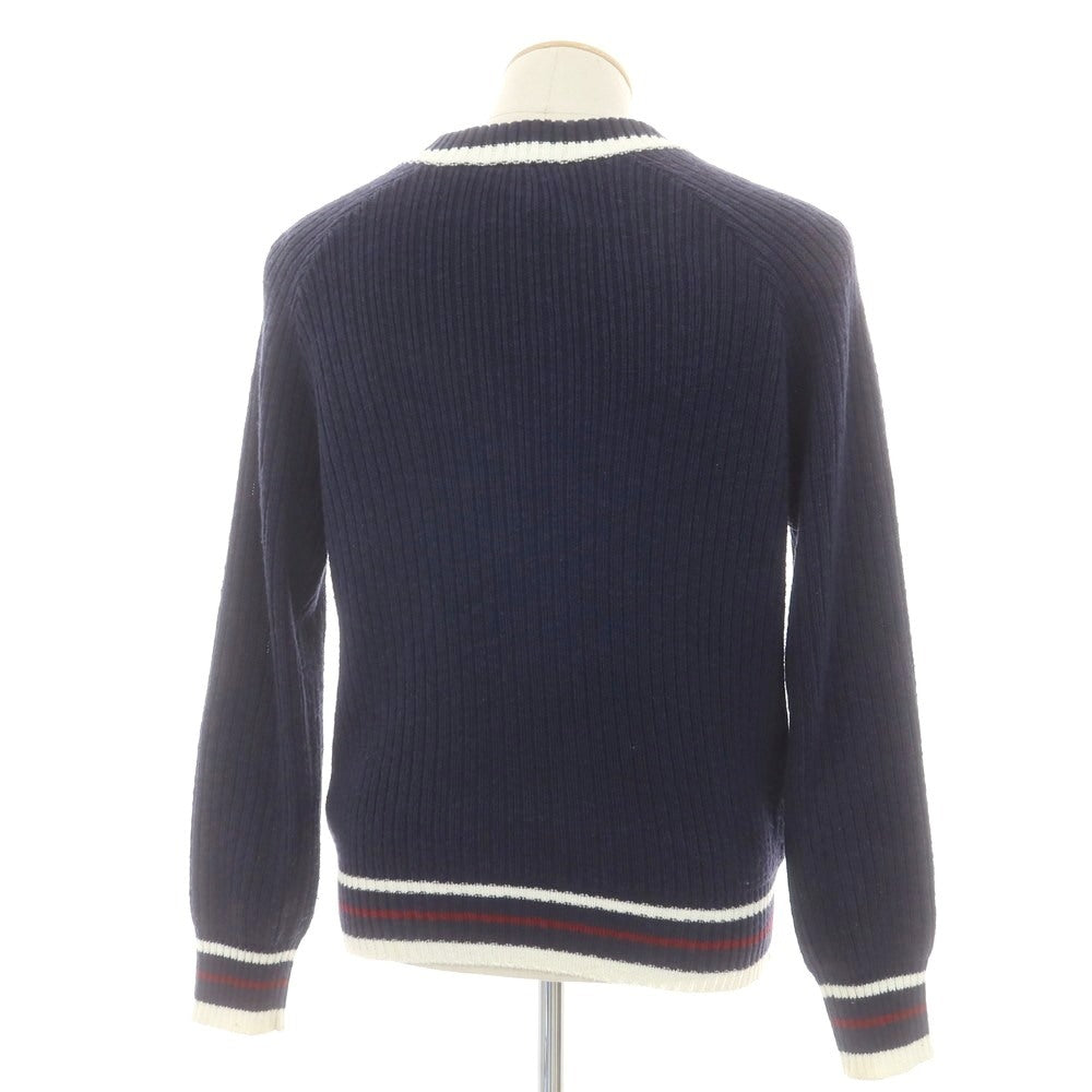 【中古】ラコステ LACOSTE コットンポリエステル Vネック プルオーバーニット ネイビー【 2 】【 状態ランクC 】【 メンズ 】