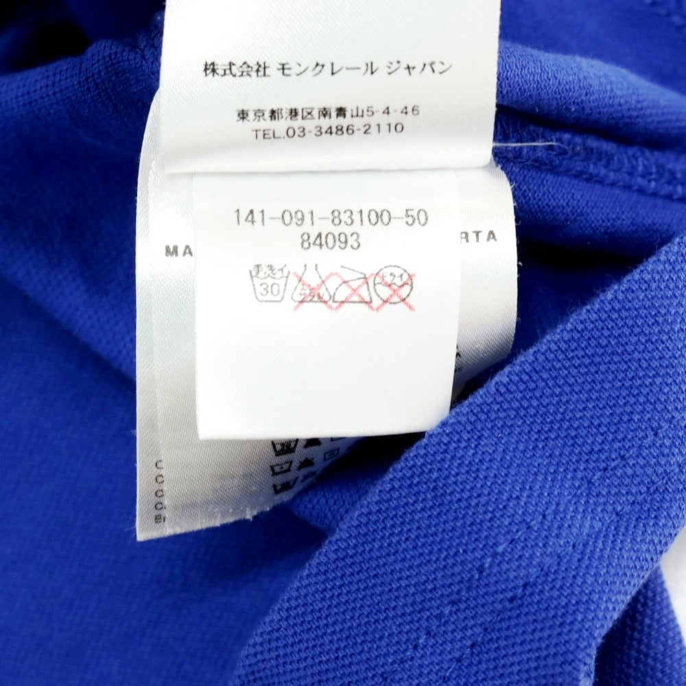 【中古】モンクレール MONCLER 鹿の子コットン 半袖ポロシャツ ブルー【 L 】【 状態ランクC 】【 メンズ 】