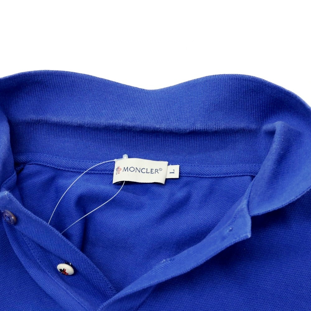 【中古】モンクレール MONCLER 鹿の子コットン 半袖ポロシャツ ブルー【 L 】【 状態ランクC 】【 メンズ 】