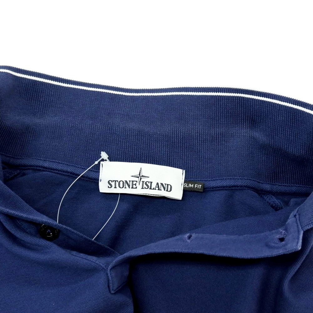 【中古】ストーンアイランド STONE ISLAND コットン 半袖ポロシャツ ネイビー【 L 】【 状態ランクC 】【 メンズ 】