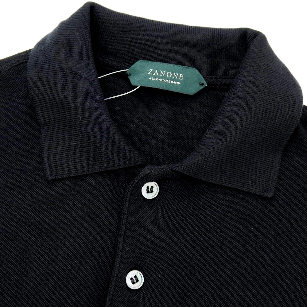 【中古】ザノーネ ZANONE アイスピケコットン 半袖ポロシャツ ブラック【 48 】【 状態ランクA 】【 メンズ 】