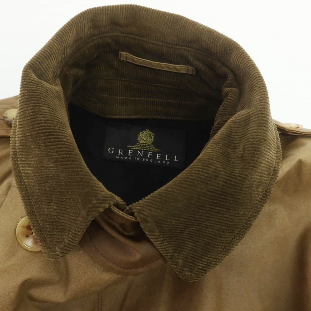 【中古】グレンフェル GRENFELL オイルドコットン トレンチコート カーキブラウン系【 38 】【 状態ランクD 】【 メンズ 】
