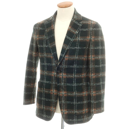 【中古】ティージャケット T-JACKET レーヨンポリエステル チェック ジャージージャケット ダークグリーンxライトブラウン【 M 】【 状態ランクB 】【 メンズ 】