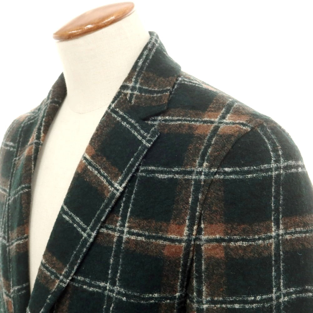 【中古】ティージャケット T-JACKET レーヨンポリエステル チェック ジャージージャケット ダークグリーンxライトブラウン【 M 】【 状態ランクB 】【 メンズ 】