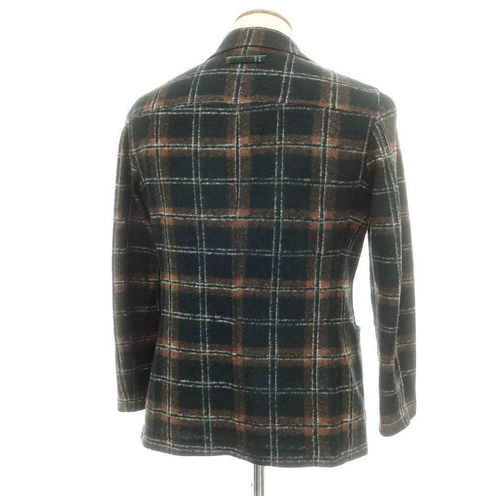 【中古】ティージャケット T-JACKET レーヨンポリエステル チェック ジャージージャケット ダークグリーンxライトブラウン【 M 】【 状態ランクB 】【 メンズ 】