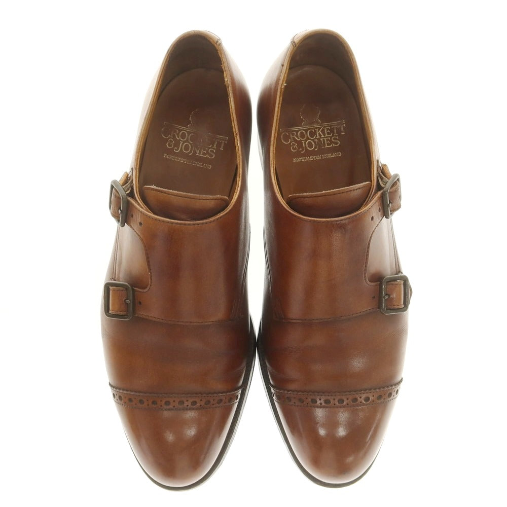 【中古】クロケットアンドジョーンズ CROCKETT&amp;JONES BURGHLEY ダブルモンク ドレスシューズ ブラウン【 7EE 】【 状態ランクC 】【 メンズ 】
