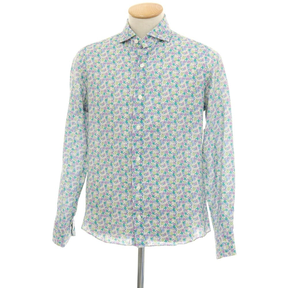 【中古】マリオ ムスカリエッロ Mario Muscariello リネン フラワー柄 カジュアルシャツ マルチカラー【サイズ38】【 状態ランクB 】【 メンズ 】