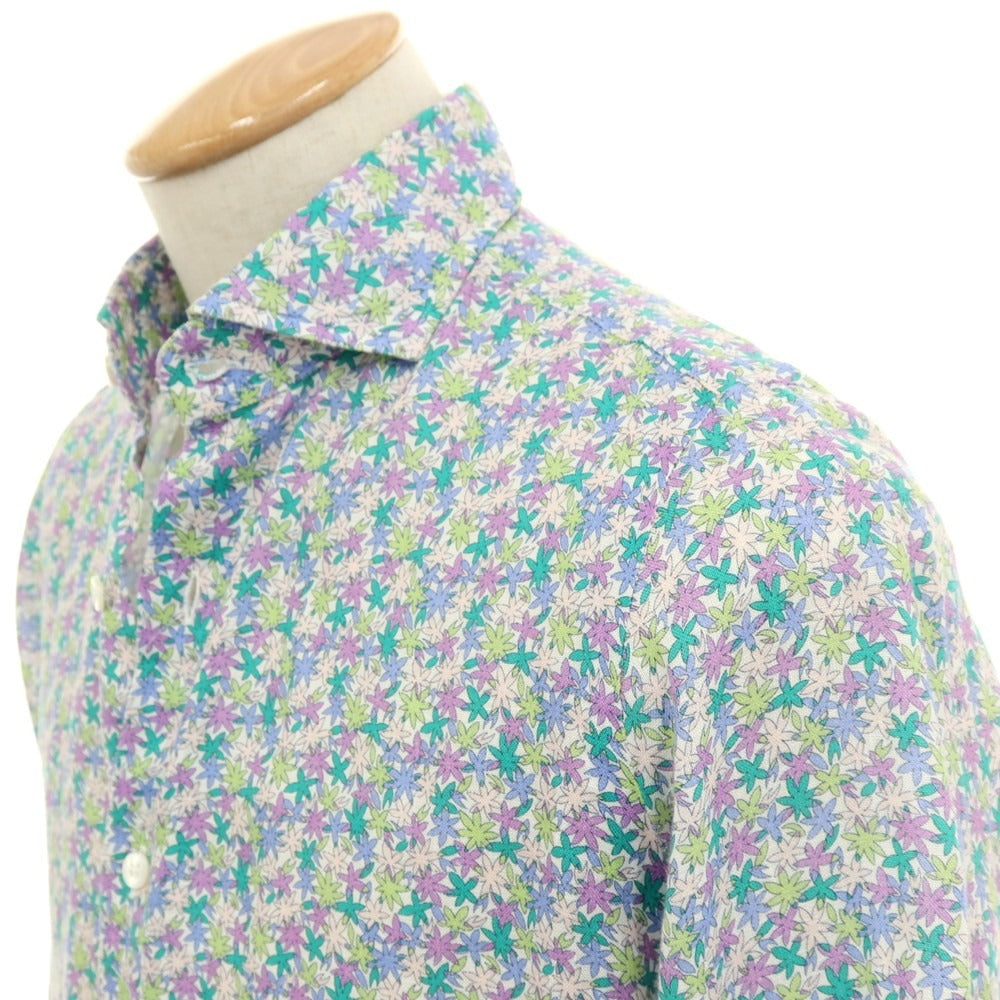 【中古】マリオ ムスカリエッロ Mario Muscariello リネン フラワー柄 カジュアルシャツ マルチカラー【サイズ38】【 状態ランクB 】【 メンズ 】