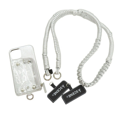 【中古】【未使用】エーシーン A SCENE iPhone12pro ショルダーストラップ付きスマホケース シルバー【 状態ランクS 】【 ユニセックス 】