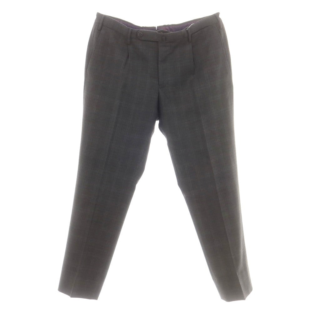 【中古】インコテックス INCOTEX ストレッチ ポリエステルウール チェック ドレススラックスパンツ ダークグレー【 50 】【 状態ランクA 】【 メンズ 】