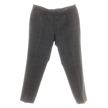 【中古】インコテックス INCOTEX ストレッチ ポリエステルウール チェック ドレススラックスパンツ ダークグレー【 50 】【 状態ランクA 】【 メンズ 】