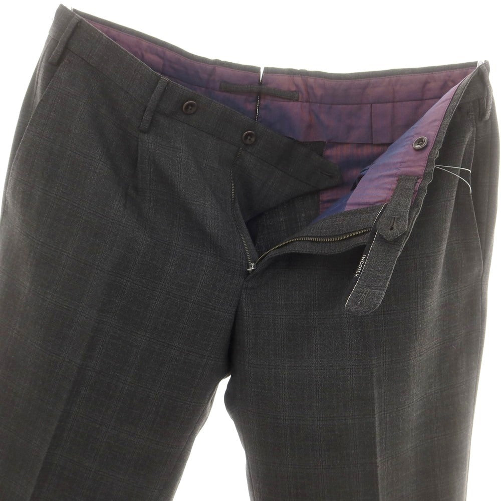 【中古】インコテックス INCOTEX ストレッチ ポリエステルウール チェック ドレススラックスパンツ ダークグレー【 50 】【 状態ランクA 】【 メンズ 】