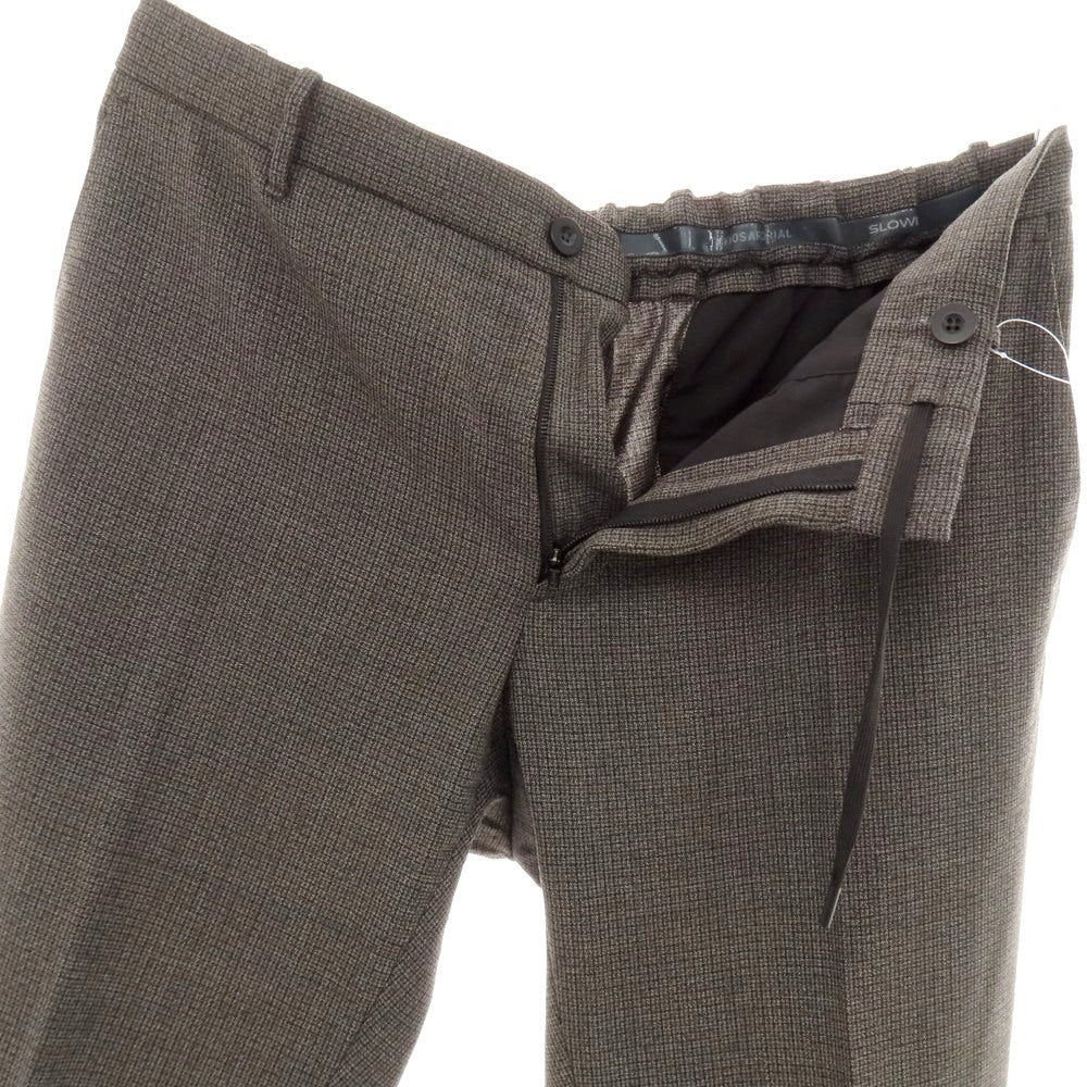 【中古】インコテックス スローウェア INCOTEX SLOWEAR ストレッチ ポリエステルウール チェック イージースラックスパンツ ダークウォームグレーxブラック【サイズ50】【 状態ランクB 】【 メンズ 】 [EPD]