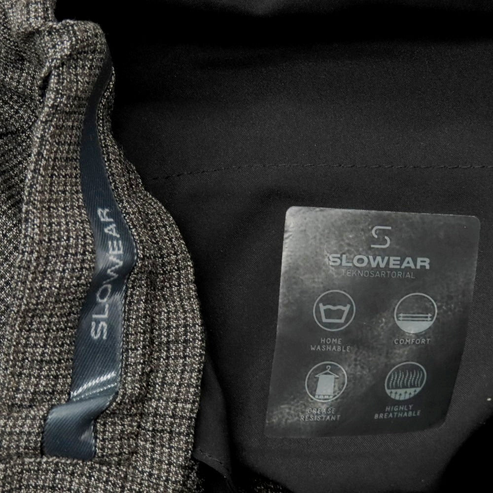【中古】インコテックス スローウェア INCOTEX SLOWEAR ストレッチ ポリエステルウール チェック イージースラックスパンツ ダークウォームグレーxブラック【サイズ50】【 状態ランクB 】【 メンズ 】 [EPD]