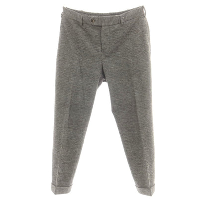 【中古】ピーティートリノ PT TORINO レーヨンナイロン ジャージー グレンチェック イージースラックスパンツ グレー系【 50 】【 状態ランクC 】【 メンズ 】