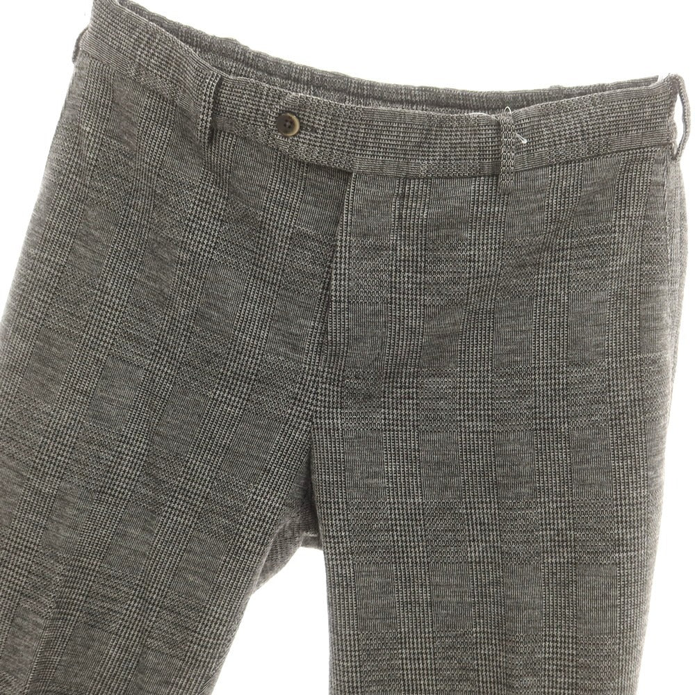 【中古】ピーティートリノ PT TORINO レーヨンナイロン ジャージー グレンチェック イージースラックスパンツ グレー系【 50 】【 状態ランクC 】【 メンズ 】