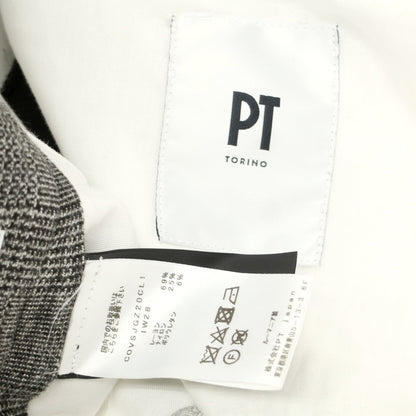 【中古】ピーティートリノ PT TORINO レーヨンナイロン ジャージー グレンチェック イージースラックスパンツ グレー系【 50 】【 状態ランクC 】【 メンズ 】