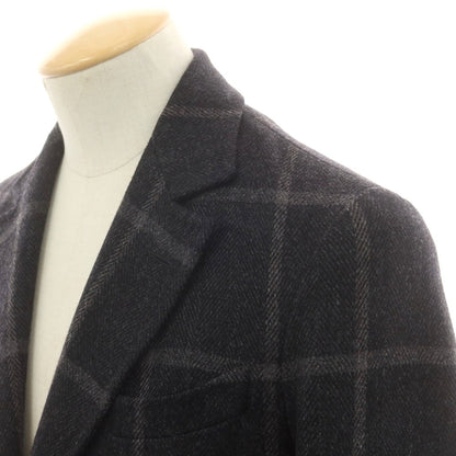 【中古】エイドス Eidos ウールカシミヤ チェック チェスターフィールドコート チャコールグレー【 44 】【 状態ランクA 】【 メンズ 】