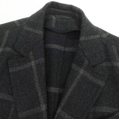 【中古】エイドス Eidos ウールカシミヤ チェック チェスターフィールドコート チャコールグレー【 44 】【 状態ランクA 】【 メンズ 】