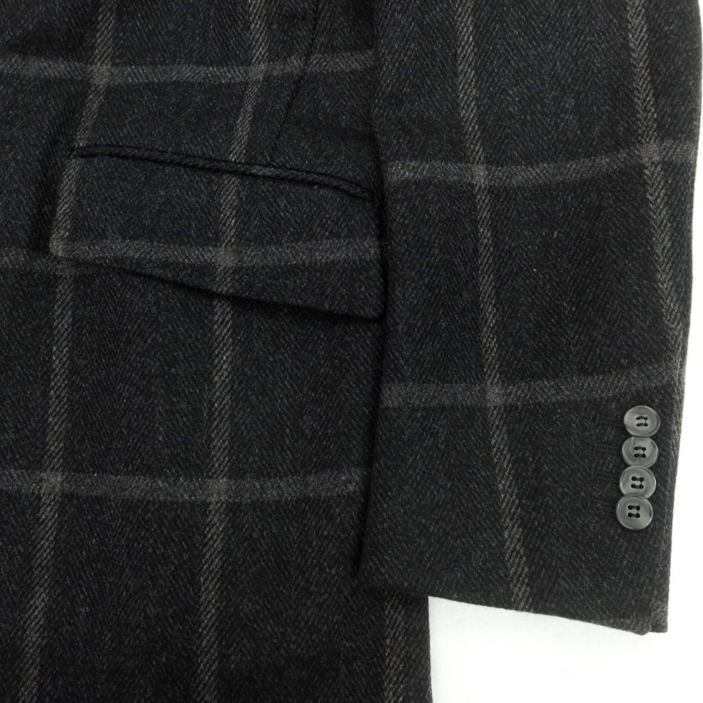 【中古】エイドス Eidos ウールカシミヤ チェック チェスターフィールドコート チャコールグレー【 44 】【 状態ランクA 】【 メンズ 】