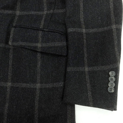 【中古】エイドス Eidos ウールカシミヤ チェック チェスターフィールドコート チャコールグレー【 44 】【 状態ランクA 】【 メンズ 】