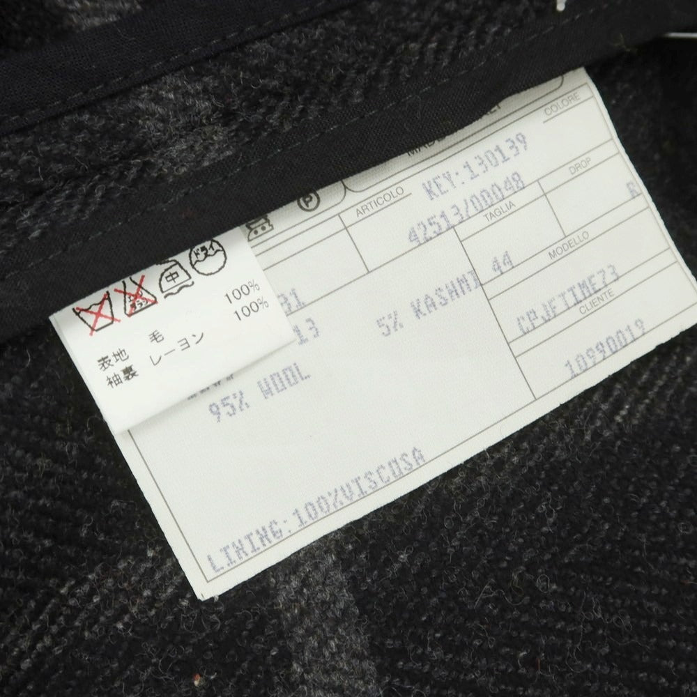 【中古】エイドス Eidos ウールカシミヤ チェック チェスターフィールドコート チャコールグレー【 44 】【 状態ランクA 】【 メンズ 】