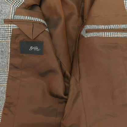 【中古】ブリッラ ペル イル グスト Brilla per il gusto ウール チェック 3つボタンスーツ ブラック×ホワイトxブラウン【 44 】【 状態ランクB 】【 メンズ 】