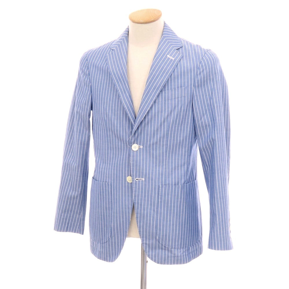 【中古】エイドス Eidos Brilla per il gusto別注 コットン ストライプ 2B カジュアルジャケット ブルーxホワイト【 42 】【 状態ランクC 】【 メンズ 】