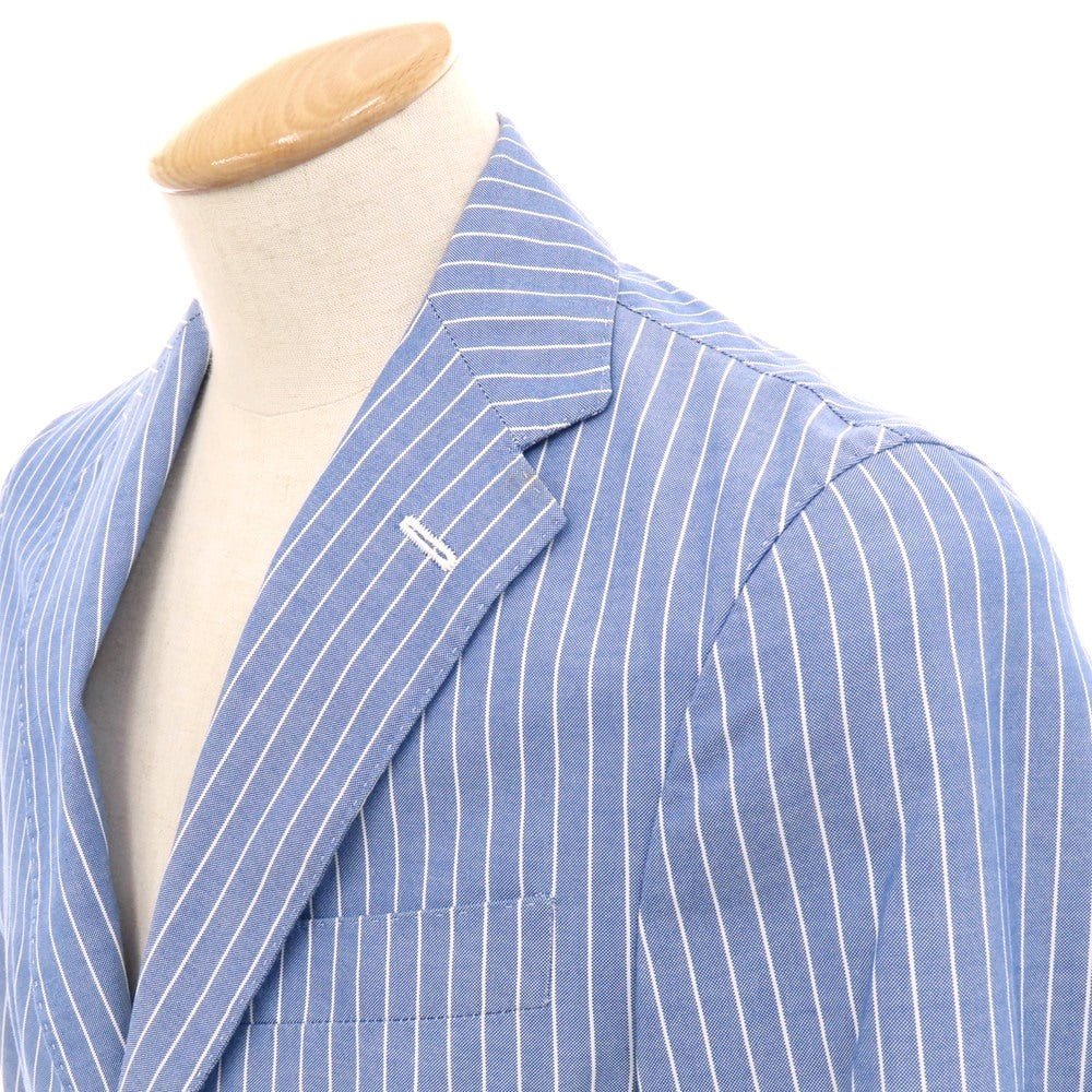 【中古】エイドス Eidos Brilla per il gusto別注 コットン ストライプ 2B カジュアルジャケット ブルーxホワイト【 42 】【 状態ランクC 】【 メンズ 】