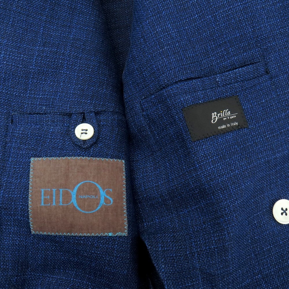 【中古】エイドス Eidos Brilla per il gusto別注 リネンウール ダブル6B テーラードジャケット ライトネイビー【 42 】【 状態ランクC 】【 メンズ 】