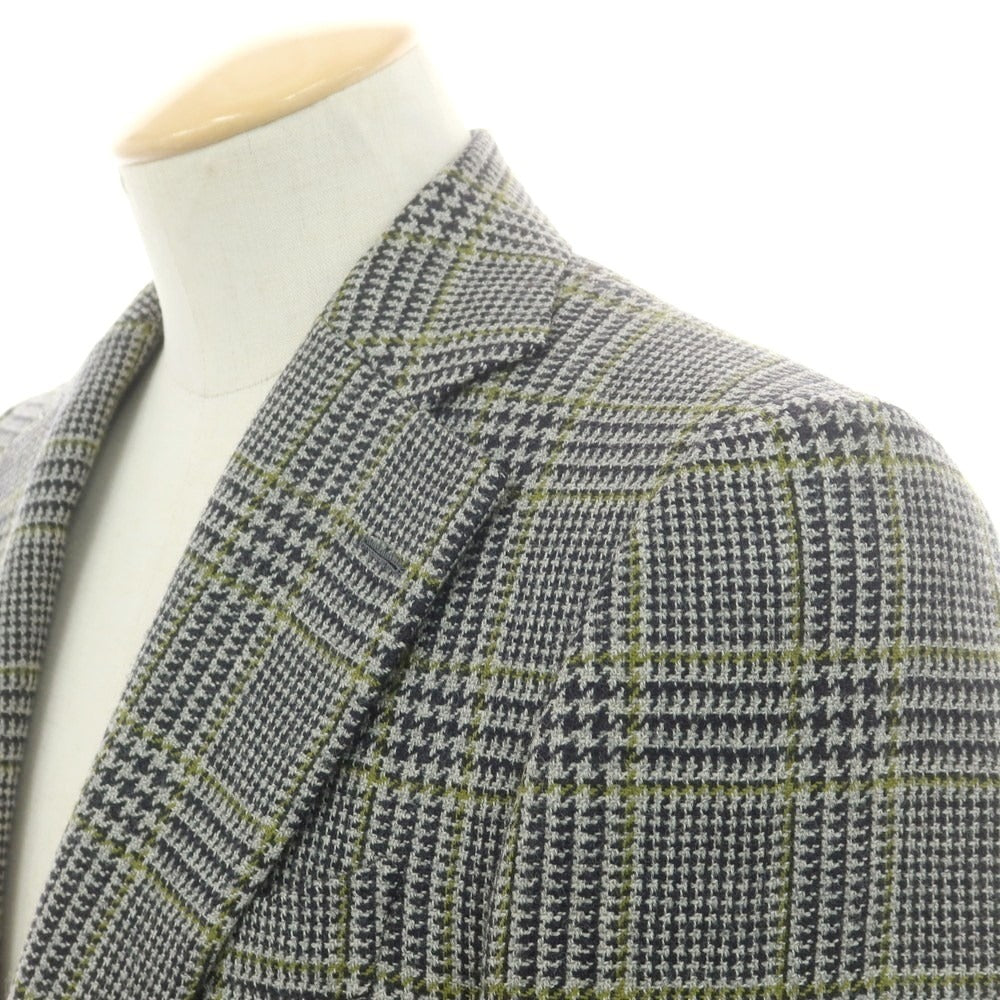 【中古】ソブリン SOVEREIGN ウール チェック テーラードジャケット ブラック×ライトグレーxティーグリーン【 42 】【 状態ランクD 】【 メンズ 】