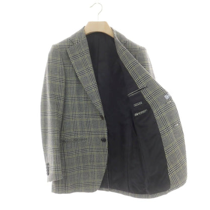 【中古】ソブリン SOVEREIGN ウール チェック テーラードジャケット ブラック×ライトグレーxティーグリーン【 42 】【 状態ランクD 】【 メンズ 】