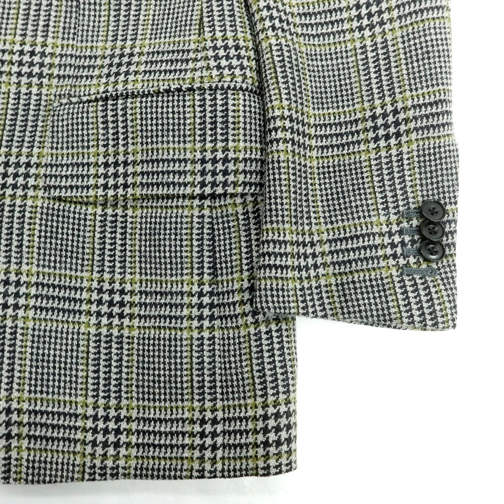 【中古】ソブリン SOVEREIGN ウール チェック テーラードジャケット ブラック×ライトグレーxティーグリーン【 42 】【 状態ランクD 】【 メンズ 】