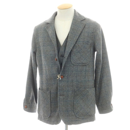 【中古】オアスロウ orSlow ウールアルパカ チェック ツーピース ジャケット＆ジレ グレー系【 1 】【 状態ランクB 】【 メンズ 】