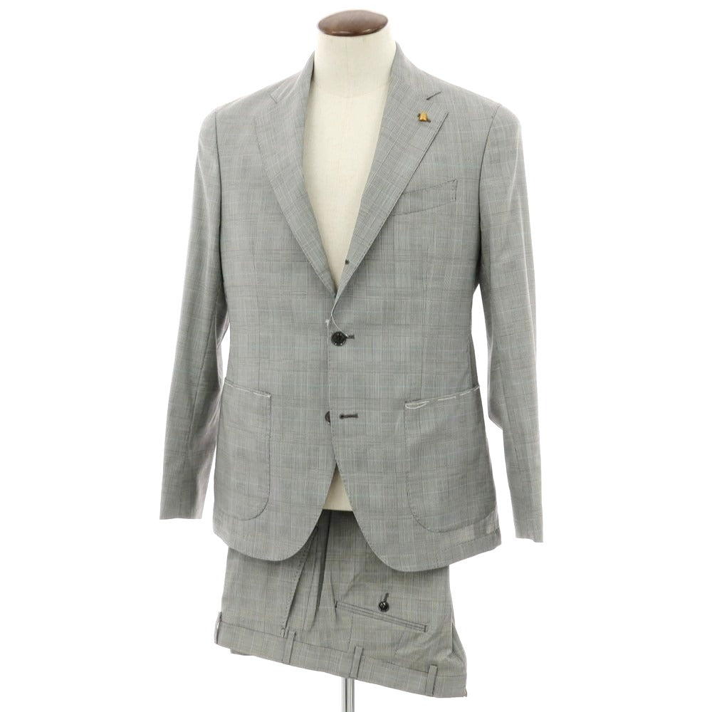 【新品】サルトリア ラトーレ SARTORIA LATORRE グレンチェック ストレッチウール 3つボタンスーツ グレー【 52 】【 状態ランクN 】【 メンズ 】