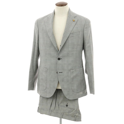 【新品】サルトリア ラトーレ SARTORIA LATORRE グレンチェック ストレッチウール 3つボタンスーツ グレー【 52 】【 状態ランクN 】【 メンズ 】