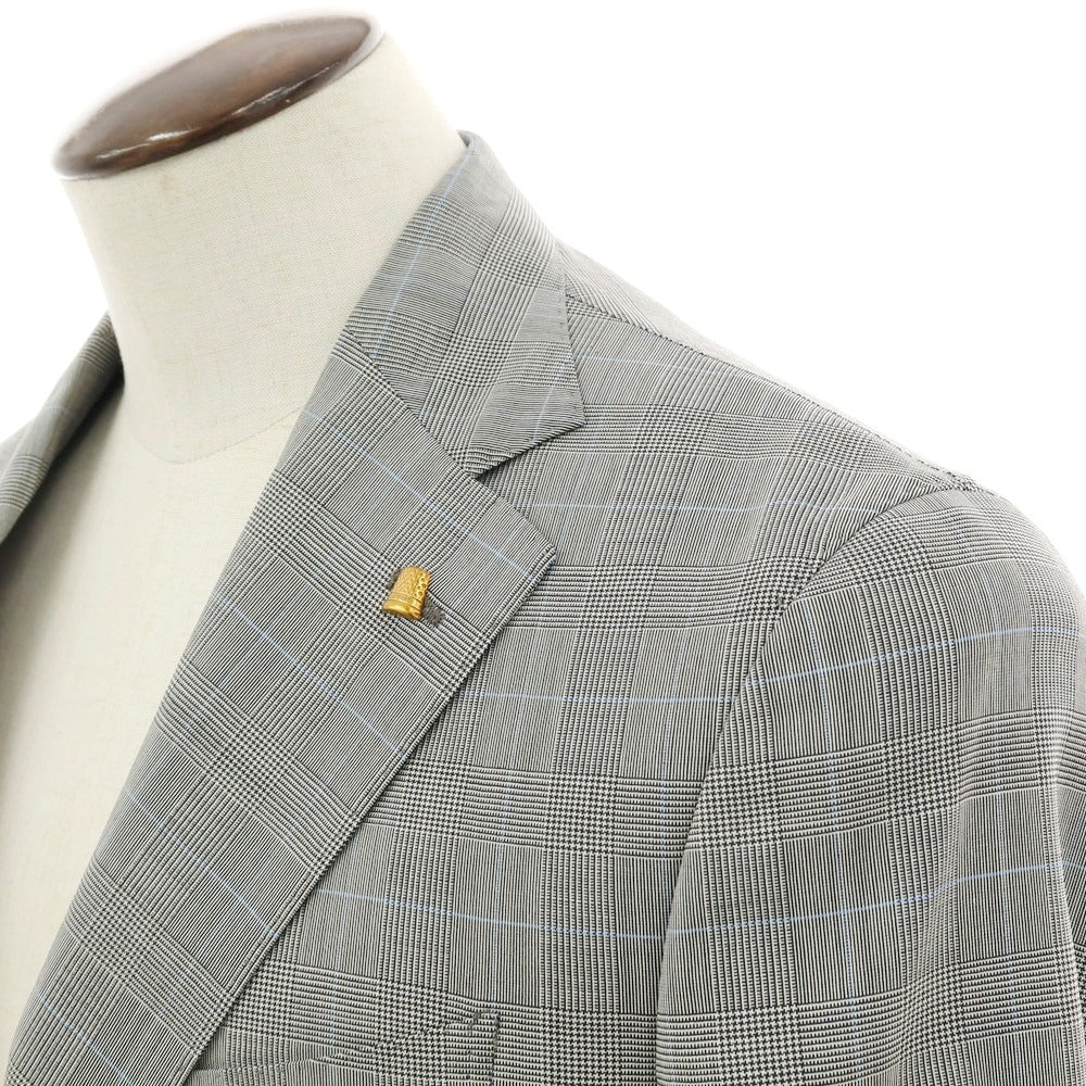 【新品】サルトリア ラトーレ SARTORIA LATORRE グレンチェック ストレッチウール 3つボタンスーツ グレー【 52 】【 状態ランクN 】【 メンズ 】