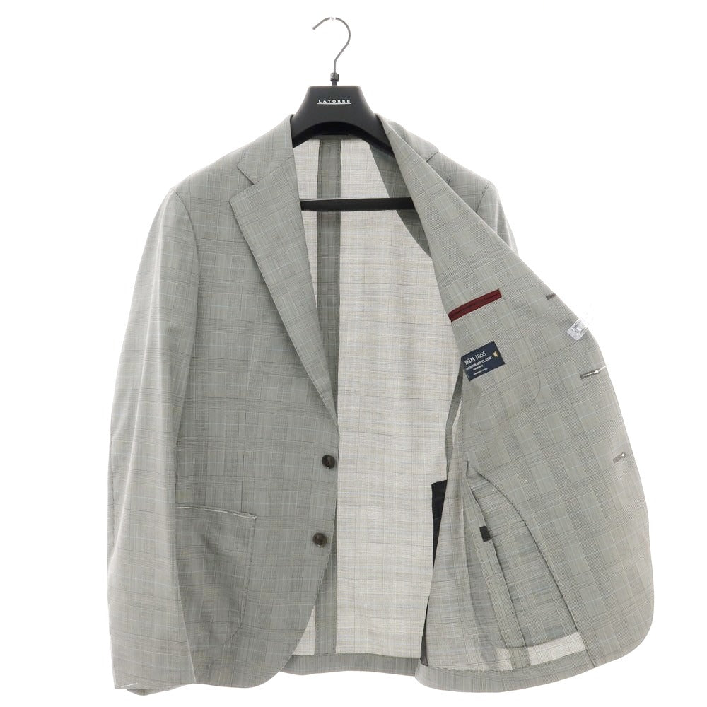 【新品】サルトリア ラトーレ SARTORIA LATORRE グレンチェック ストレッチウール 3つボタンスーツ グレー【 52 】【 状態ランクN 】【 メンズ 】