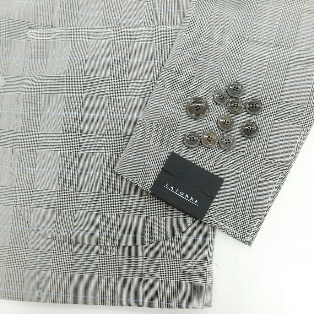 【新品】サルトリア ラトーレ SARTORIA LATORRE グレンチェック ストレッチウール 3つボタンスーツ グレー【 52 】【 状態ランクN 】【 メンズ 】