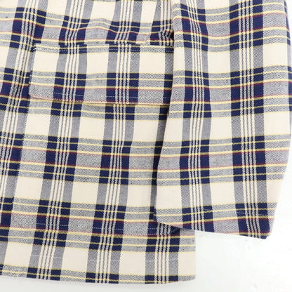 【新品】ドレイクス DRAKES コットンリネン チェック 3B カジュアルジャケット アイボリーxネイビー【 38 】【 状態ランクN 】【 メンズ 】