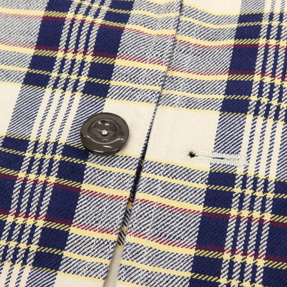 【新品】ドレイクス DRAKES コットンリネン チェック 3B カジュアルジャケット アイボリーxネイビー【 38 】【 状態ランクN 】【 メンズ 】