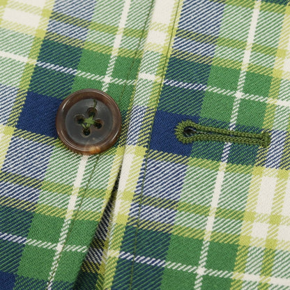 【新品】モンテドーロ Montedoro コットン チェック 2B カジュアルジャケット グリーンxネイビー【 48 】【 状態ランクN 】【 メンズ 】