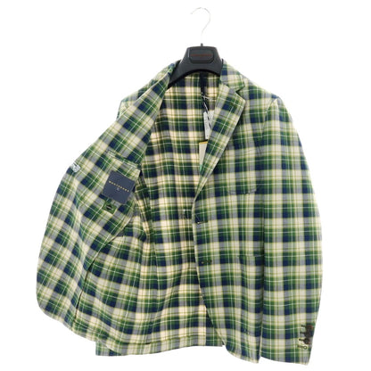 【新品】モンテドーロ Montedoro コットン チェック 2B カジュアルジャケット グリーンxネイビー【 50 】【 状態ランクN 】【 メンズ 】