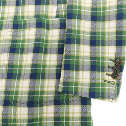 【新品】モンテドーロ Montedoro コットン チェック 2B カジュアルジャケット グリーンxネイビー【 50 】【 状態ランクN 】【 メンズ 】