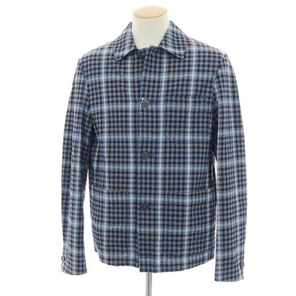 【新品アウトレット】モンテドーロ Montedoro ストレッチ コットンナイロン シアサッカー チェック カバーオール ブルーxブラウン【 44 】【 状態ランクN- 】【 メンズ 】