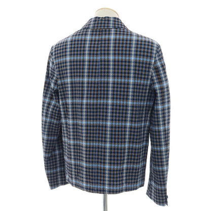 【新品アウトレット】モンテドーロ Montedoro ストレッチ コットンナイロン シアサッカー チェック カバーオール ブルーxブラウン【 44 】【 状態ランクN- 】【 メンズ 】