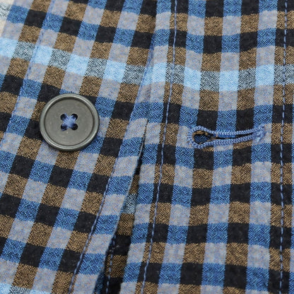 【新品アウトレット】モンテドーロ Montedoro ストレッチ コットンナイロン シアサッカー チェック カバーオール ブルーxブラウン【 44 】【 状態ランクN- 】【 メンズ 】