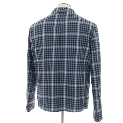 【新品アウトレット】モンテドーロ Montedoro ストレッチ コットンナイロン シアサッカー チェック カバーオール ブルーxブラウン【 50 】【 状態ランクN- 】【 メンズ 】