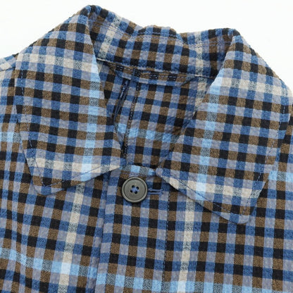 【新品アウトレット】モンテドーロ Montedoro ストレッチ コットンナイロン シアサッカー チェック カバーオール ブルーxブラウン【 50 】【 状態ランクN- 】【 メンズ 】