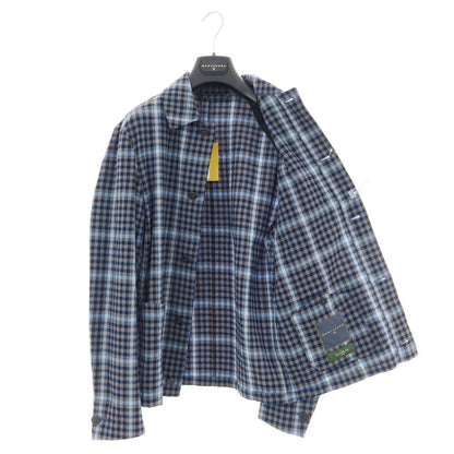 【新品アウトレット】モンテドーロ Montedoro ストレッチ コットンナイロン シアサッカー チェック カバーオール ブルーxブラウン【サイズ50】【 状態ランクN- 】【 メンズ 】 [EPD]